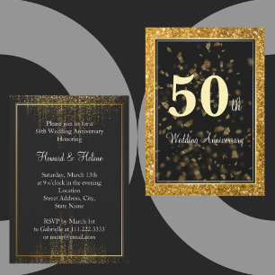 Elegant Golden Wedding 50 Jahre alt Einladung