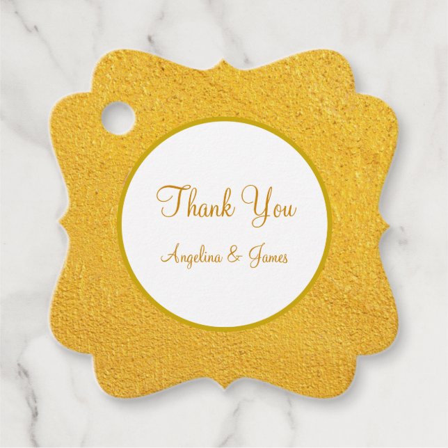 Elegant golden & weiß Danke für Ihre Hochzeit Geschenkanhänger (Vorderseite)