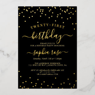 Elegant Goldene Schwarze Folie Kalligrafie 21. Geb Folieneinladung