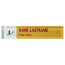 Elegant Goldenrod & Maroon custom name Desk Name P