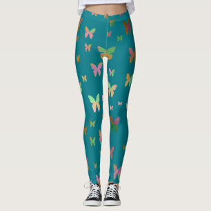 Elegant Goldgold Butterfly Pattern Leggings