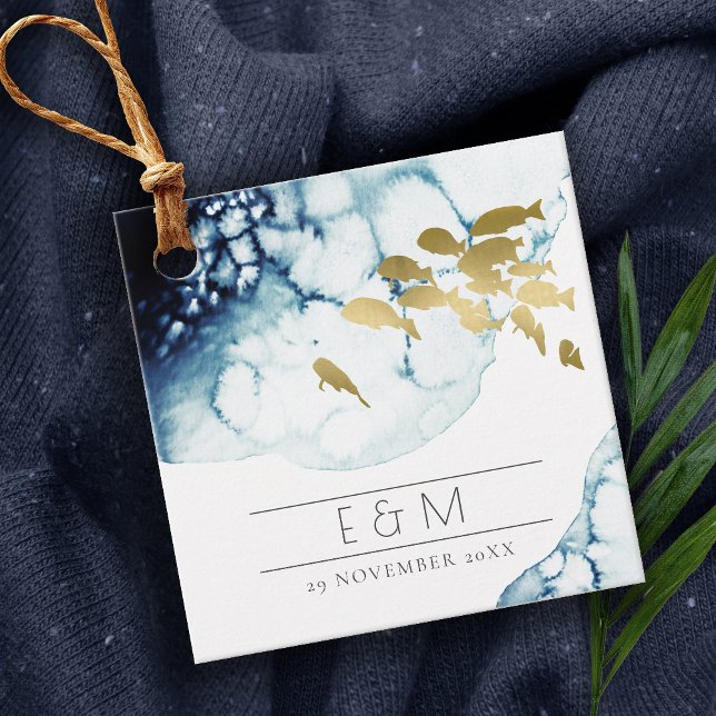 ELEGANT GOLDNAVY UNDERWASSERFANG MONOGRAM WEDD GESCHENKANHÄNGER (Von Creator hochgeladen)