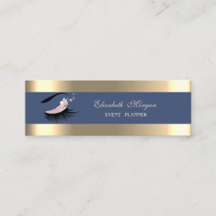 Elegant, Goldstreifen, Navy Blue, Imitate Lashes Mini Visitenkarte