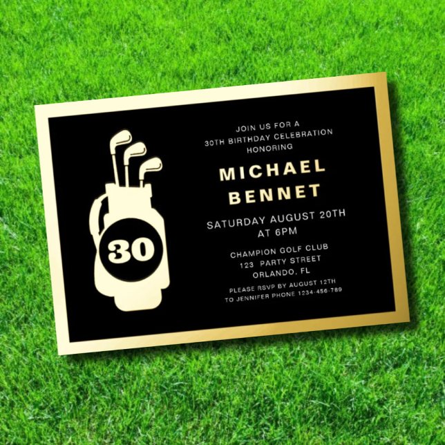 Elegant Golf 30th Birthday Folieneinladung (Elegant Golf 30th Birthday Foil Invitation
)