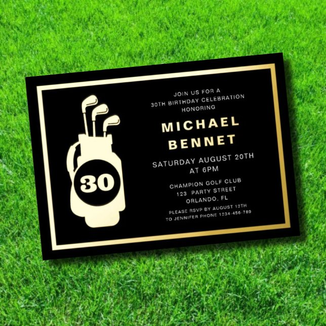 Elegant Golf 30th Birthday Folieneinladung (Elegant Golf 30th Birthday Foil Invitation
)