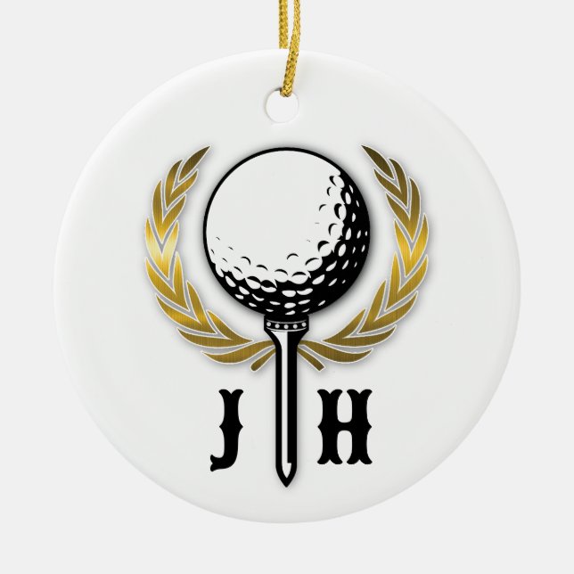 Elegant Golf Monogram Design Ceramic Ornament (Vorne)
