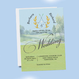 Elegant Golf Wedding Watercolor Golf Course  Einladung