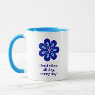 Elegant Good Vibes, Blue Floral Evil Eye Amulet Tasse