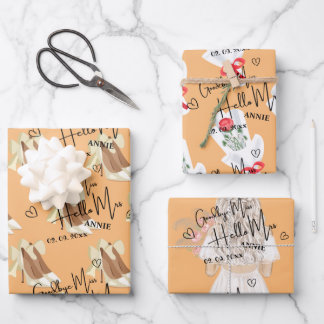Elegant Goodbye Miss Hello Mrs. Brautparty Geschenkpapier Set
