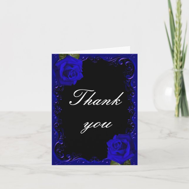 Elegant Goth Blue Rose Dankeschön Card Dankeskarte (Vorderseite)