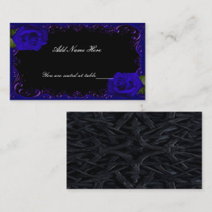 Elegant Goth Blue Rose Table Platzkarte