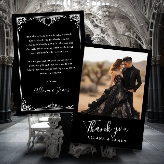 Elegant Goth Glam Wedding Danke-Card Einladung (Von Creator hochgeladen)