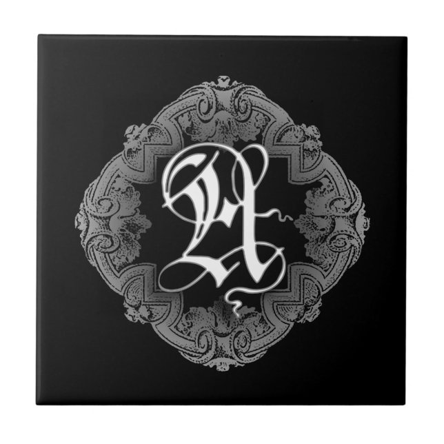 Elegant Goth Initial A Fliese (Vorderseite)