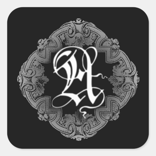 Elegant Goth Initial A Sticker (Vorderseite)