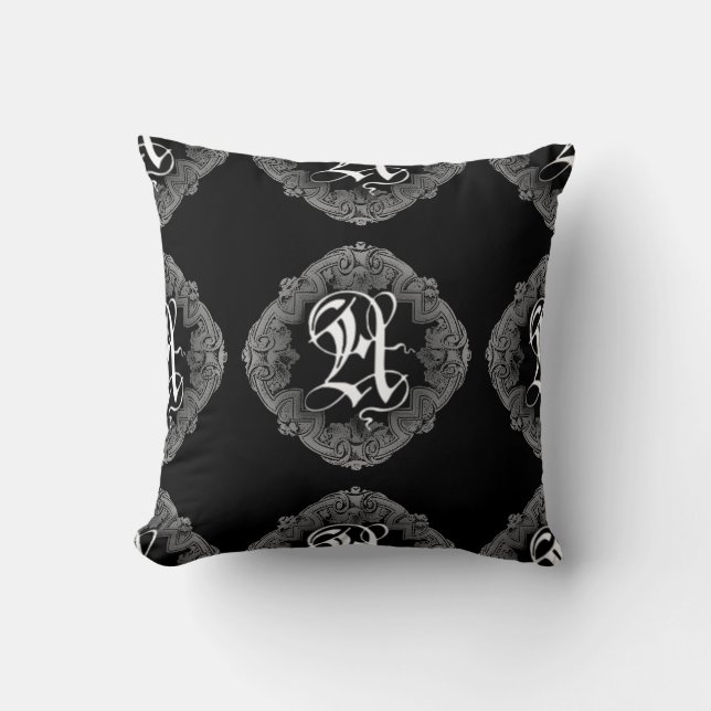 Elegant Goth Initial A Throw Kissen (Vorderseite)