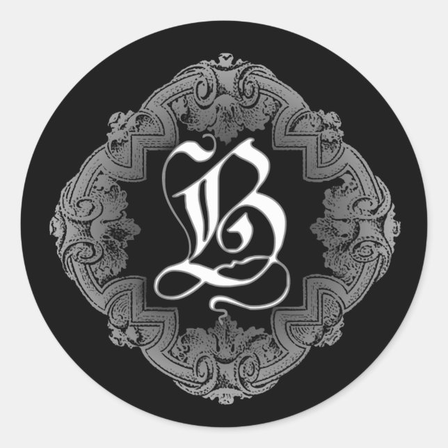 Elegant Goth Initial B Aufkleber (Vorderseite)