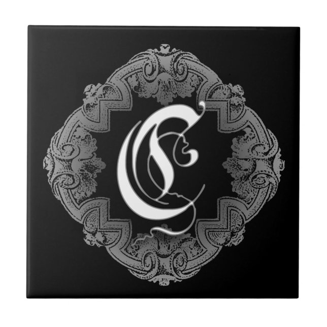 Elegant Goth Initial C Fliese (Vorderseite)