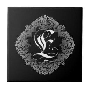 Elegant Goth Initial E Fliese