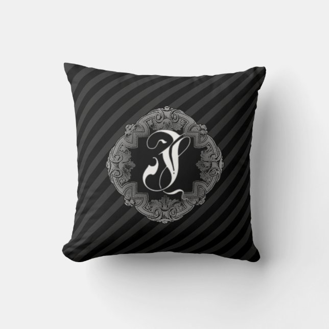 Elegant Goth Initial I Throw Kissen (Vorderseite)
