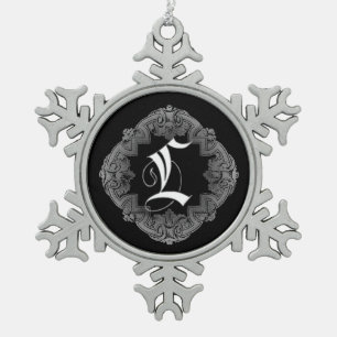Elegant Goth Initial L Snowflake Schneeflocken Zinn-Ornament