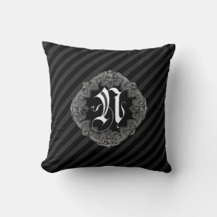 Elegant Goth Initial N Throw Kissen