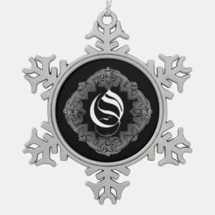 Elegant Goth Initial O Snowflake Schneeflocken Zinn-Ornament