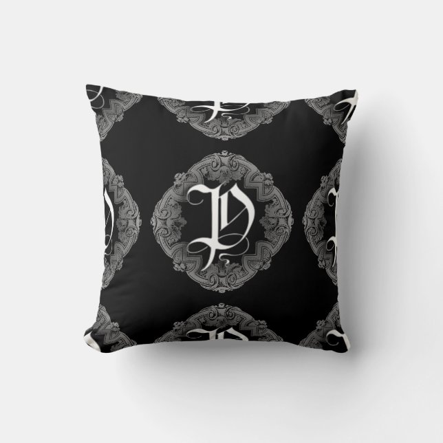 Elegant Goth Initial P Kissen (Vorderseite)