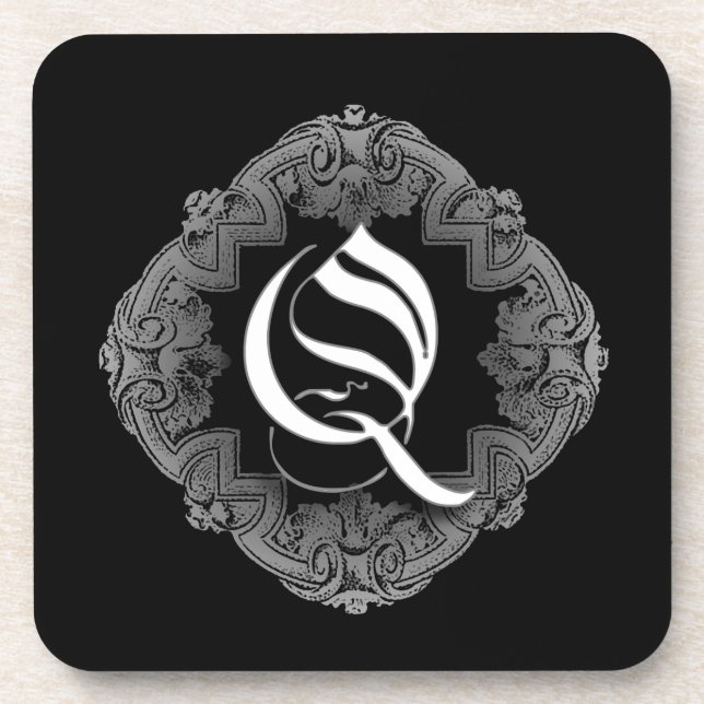 Elegant Goth Initial Q Untersetzer (Vorderseite)