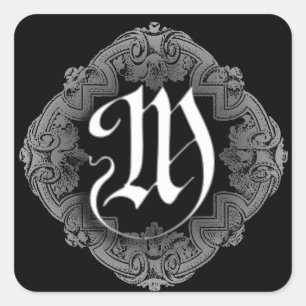Elegant Goth Initial Quadratischer Aufkleber
