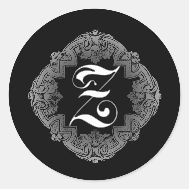 Elegant Goth Initial Z Aufkleber (Vorderseite)