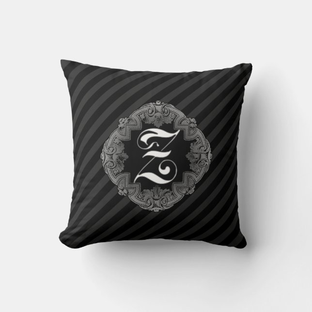 Elegant Goth Initial Z Throw Kissen (Vorderseite)