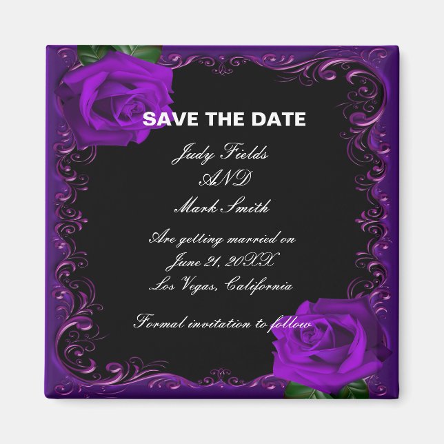 Elegant Goth Lila Rose Save the Date Magnet (Vorne)