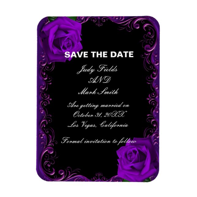 Elegant Goth Lila Rose Save the Date Magnet (Vertikal)