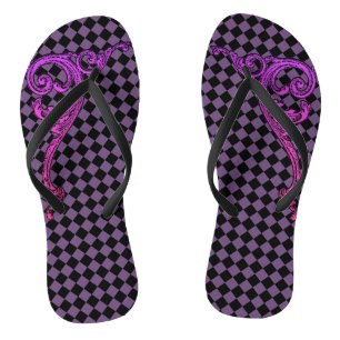 Elegant Goth Lila Swirl Design Dreh Drehe Flip Flops