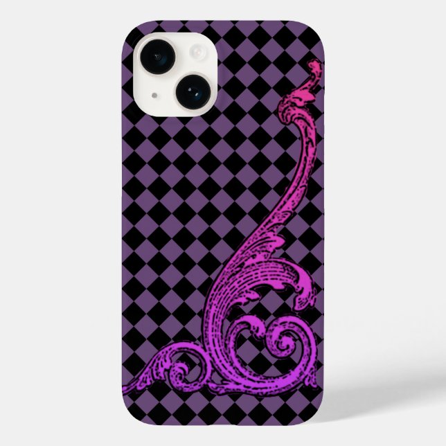 Elegant Goth Lila Swirl Design iPhone 7 Fall Case-Mate iPhone Hülle (Rückseite)