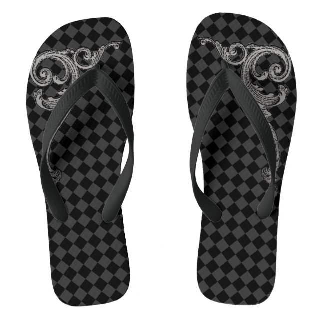 Elegant Goth Swirl Design Flip Flops (Fußbett)