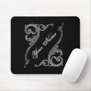 Elegant Goth Swirl Design Personalized Mouse Pad Mousepad