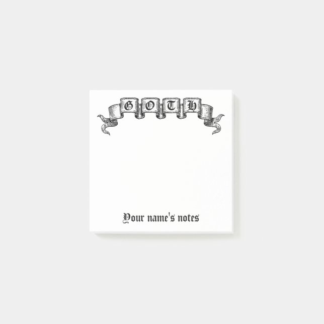 Elegant Goth Vintages Banddesign Post-it Klebezettel (Vorderseite)
