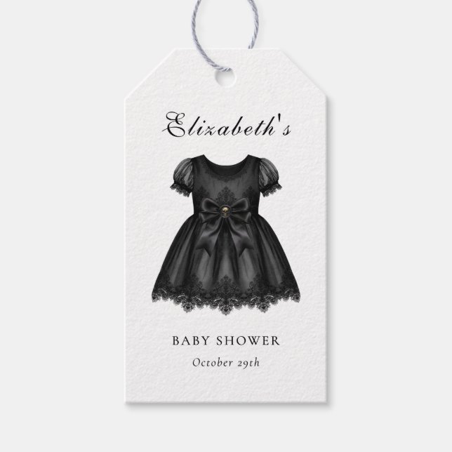 Elegant Gothic Baby Shower Geschenkanhänger (Vorderseite)