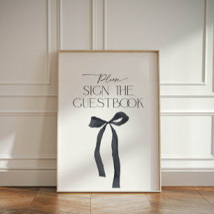 Elegant Gothic Black Bow Guestbook Sockelschild