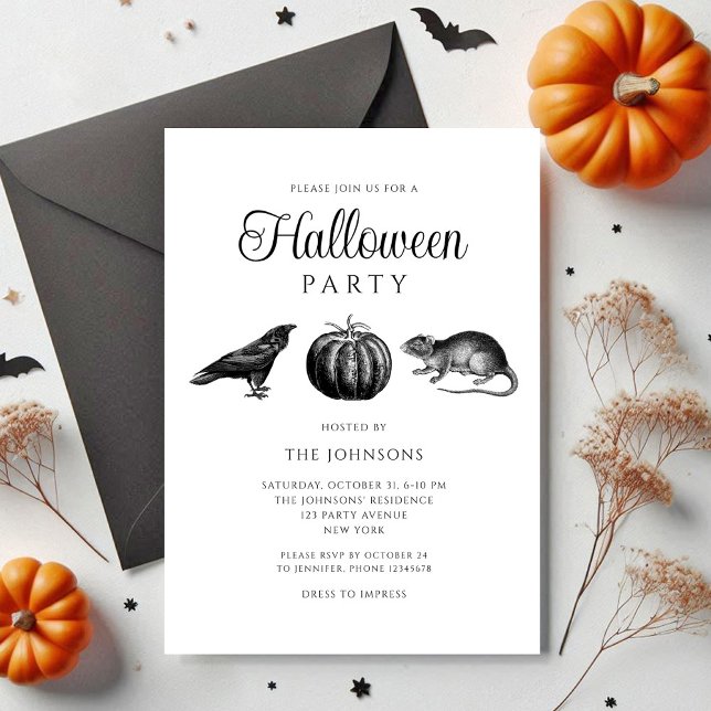 Elegant Gothic Black Pumpkin Halloween Einladung (Elegant Gothic Black Pumpkin Halloween Invitation)