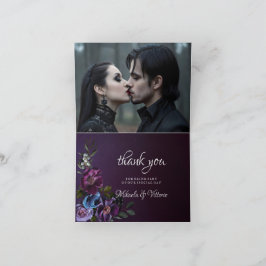 Elegant Gothic Dark Blume Wedding Foto Dankeskarte
