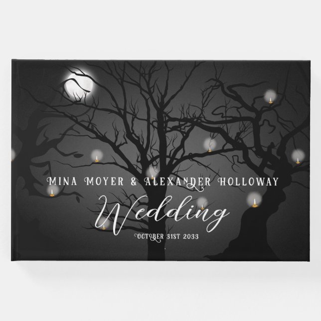 Elegant Gothic Dark Forest Foto Hochzeit Gästebuch (Vorderseite)