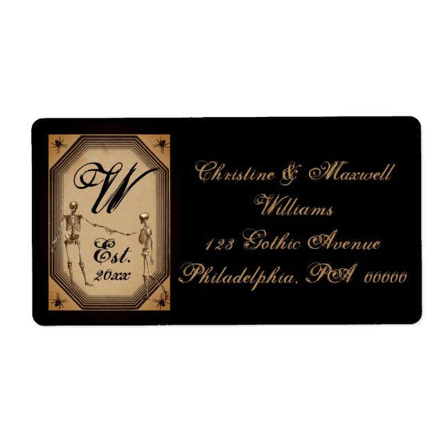 Elegant Gothic Deko Skeletons Wedding Monogram Lab (Vorne)