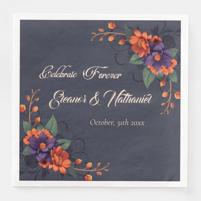 Elegant Gothic Floral Celebrate Forever Serviette (Vorderseite)