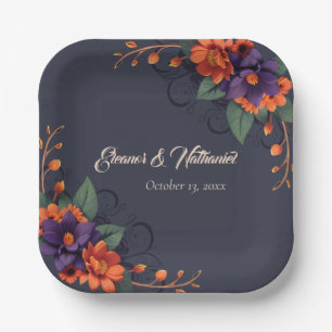 Elegant Gothic Floral Chic Hochzeit Pappteller