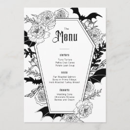 Elegant Gothic Floral Wedding Menükarte