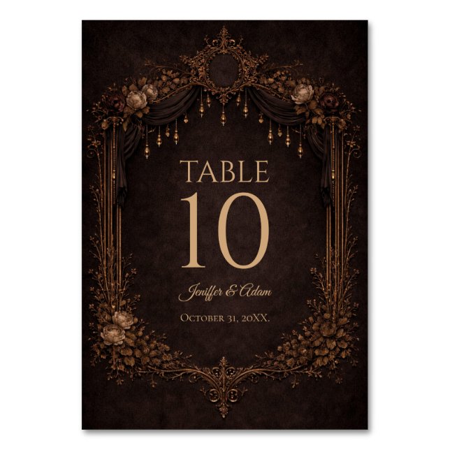 Elegant Gothic Halloween Wedding Table number Tischnummer (Vorderseite)