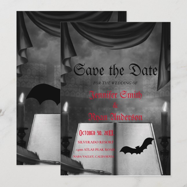 Elegant Gothic Hochzeit speichern Sie das Datum Ei Einladung (Vorne/Hinten)