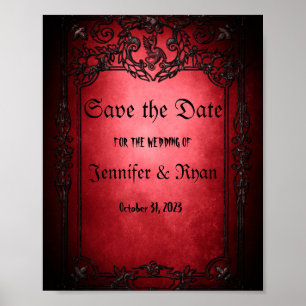 Elegant Gothic Hochzeit speichern Sie das Datum Poster